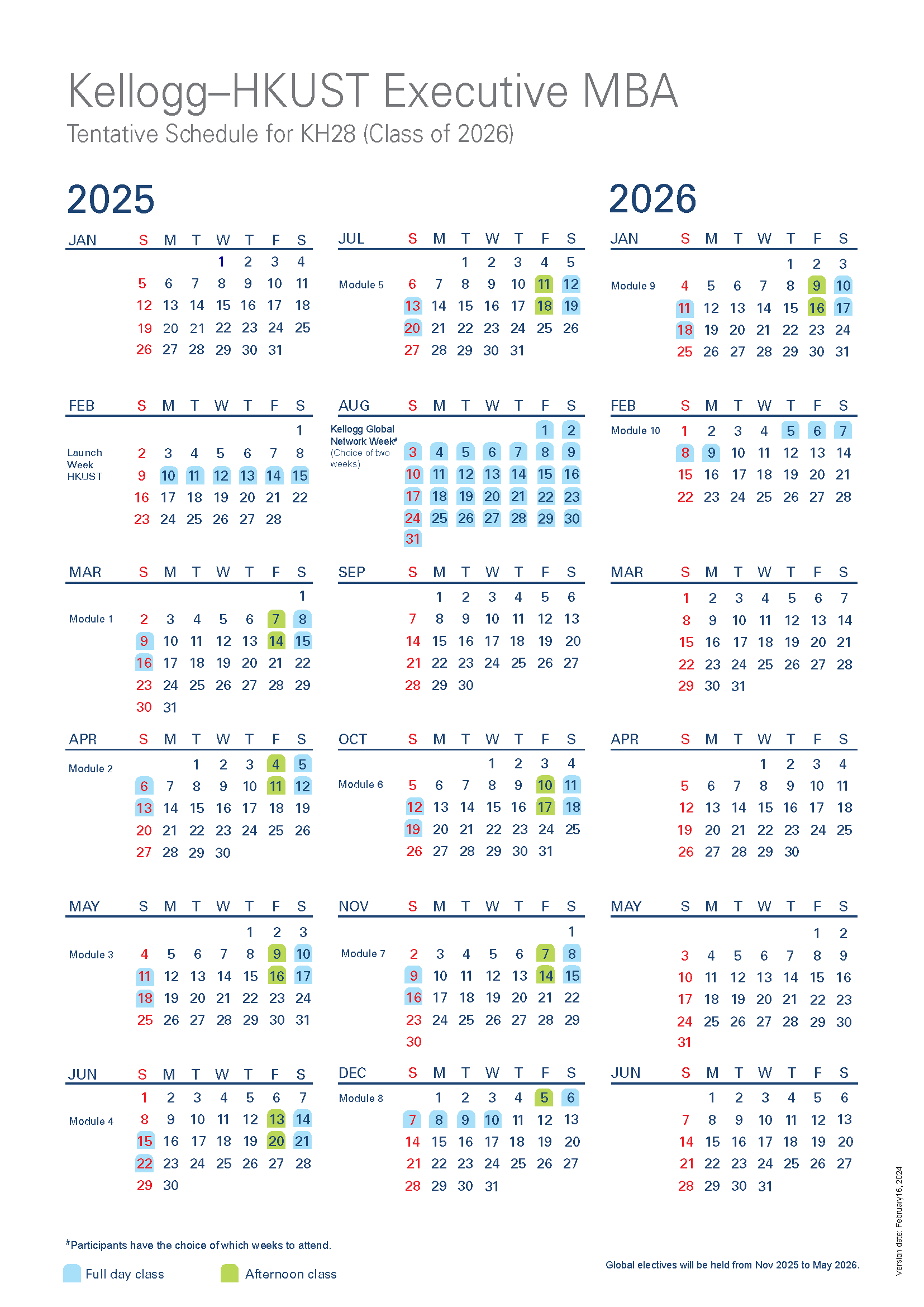 Calendar - Kellogg-HKUST Executive MBA Program